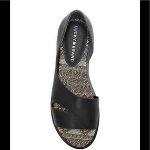 Lucky Brand Women's Felicitas Leather Open-Toe Slip-On Flat